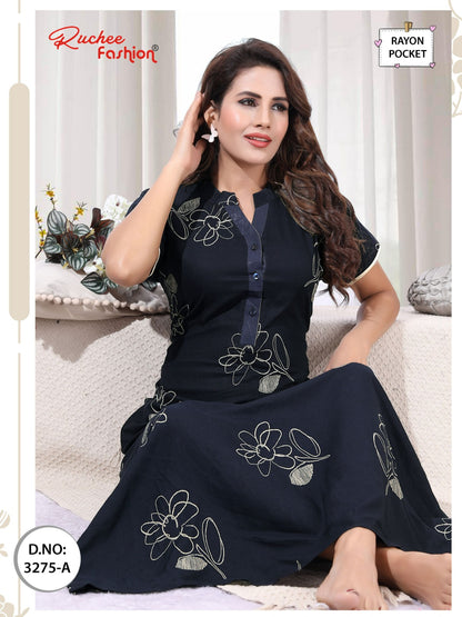 Design 3271-3276 Ruchee Fashion Rayon Night Gowns Supplier Gujarat