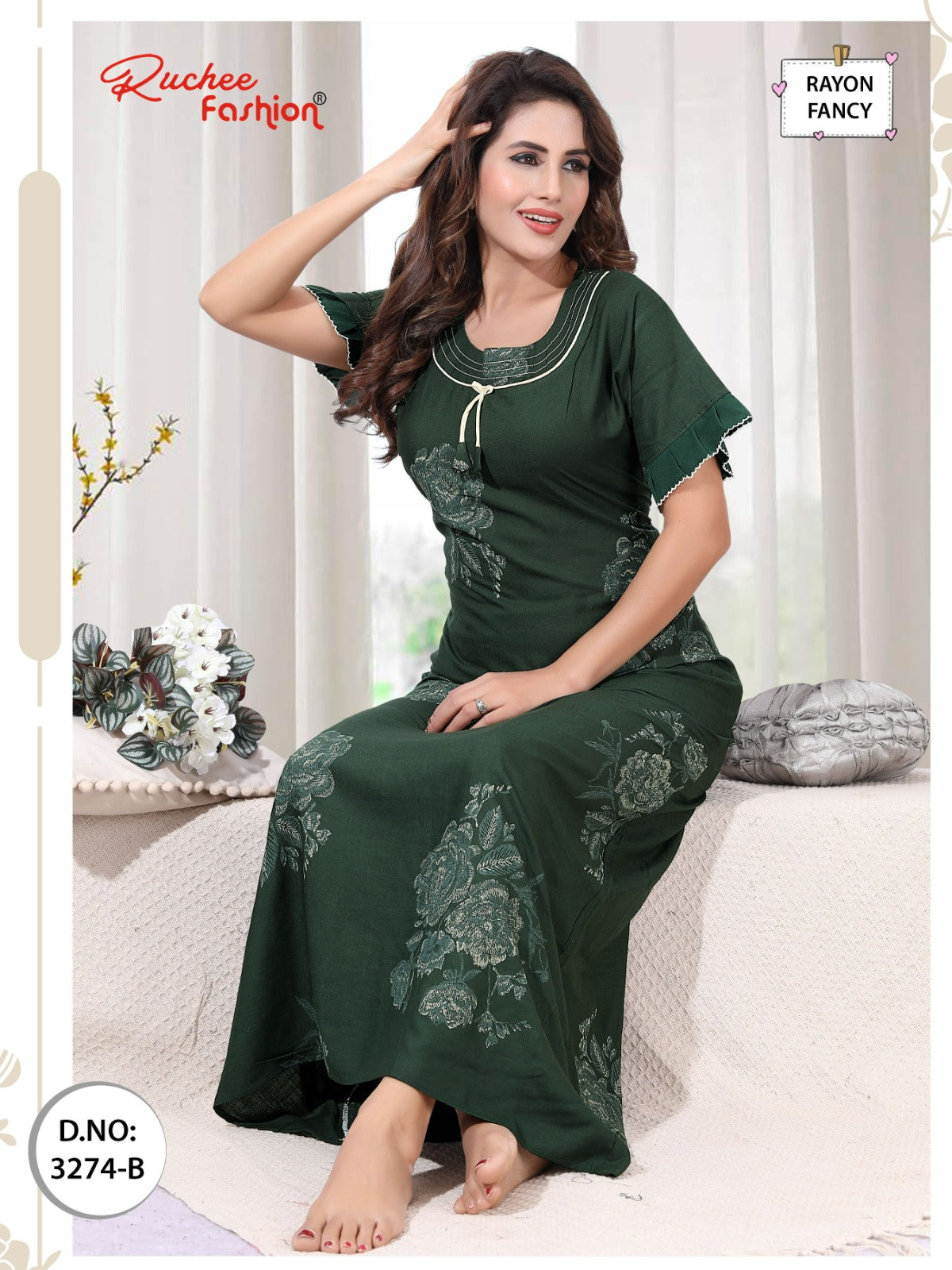 Design 3271-3276 Ruchee Fashion Rayon Night Gowns Supplier Gujarat