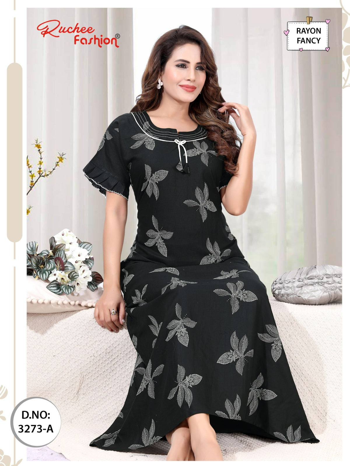Design 3271-3276 Ruchee Fashion Rayon Night Gowns Supplier Gujarat