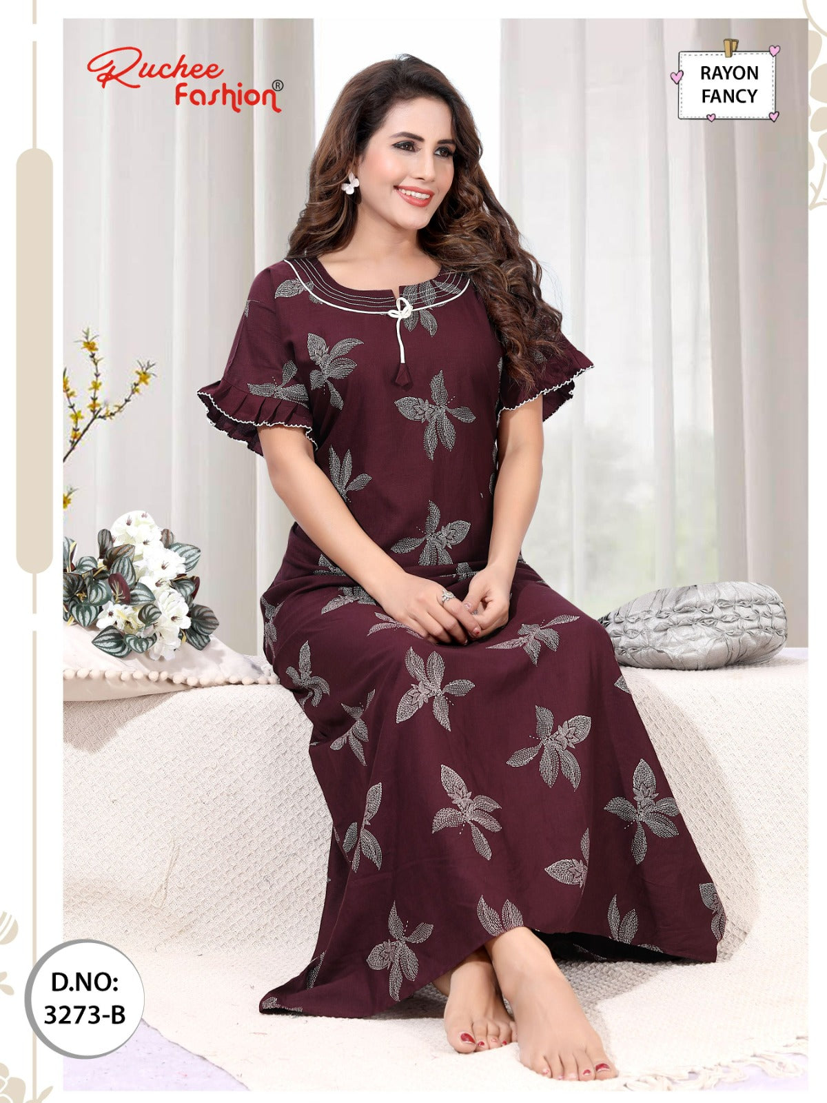 Design 3271-3276 Ruchee Fashion Rayon Night Gowns Supplier Gujarat
