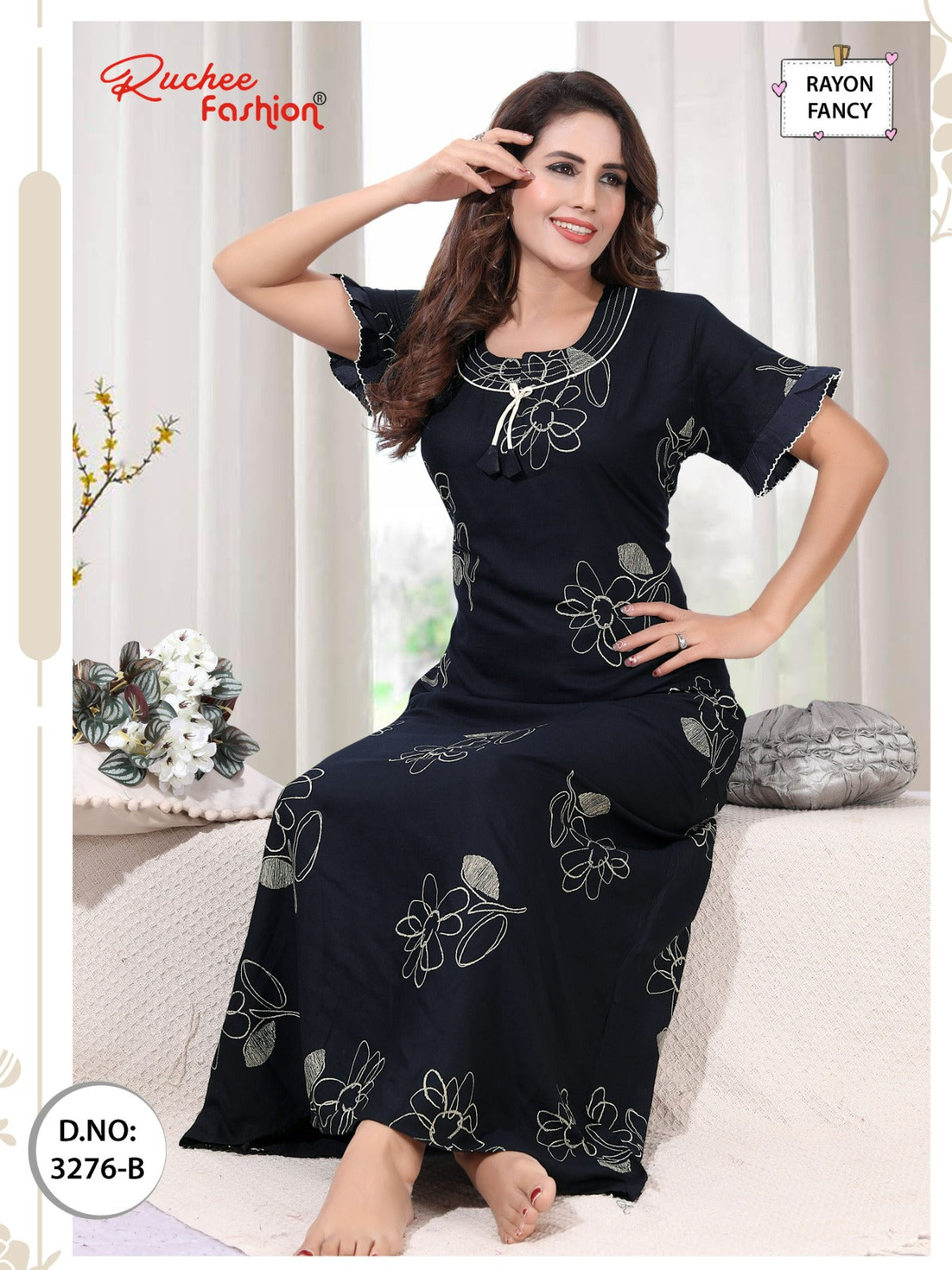 Design 3271-3276 Ruchee Fashion Rayon Night Gowns Supplier Gujarat