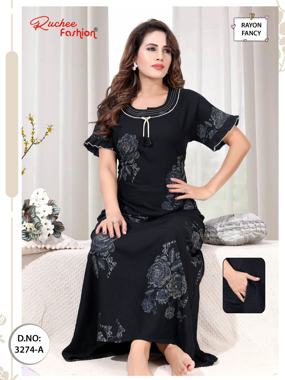 Design 3271-3276 Ruchee Fashion Rayon Night Gowns Supplier Gujarat