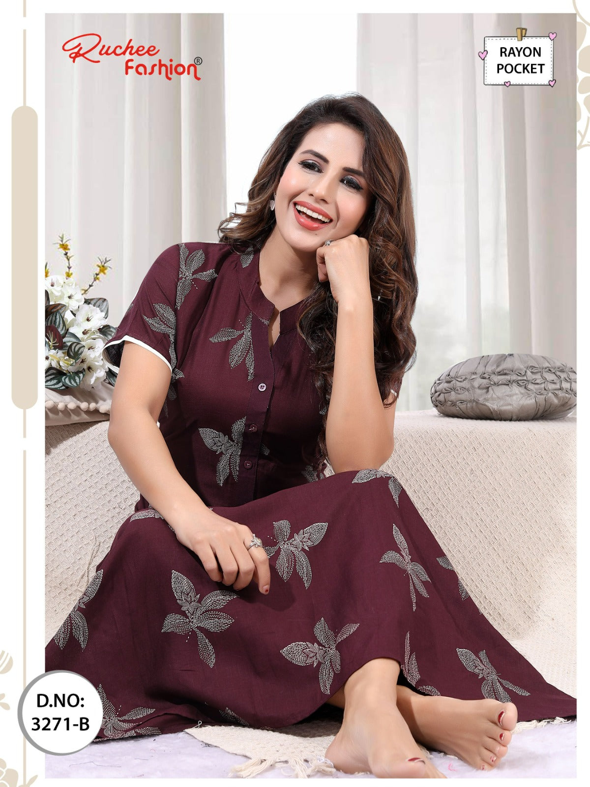 Design 3271-3276 Ruchee Fashion Rayon Night Gowns Supplier Gujarat