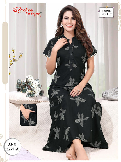Design 3271-3276 Ruchee Fashion Rayon Night Gowns Supplier Gujarat
