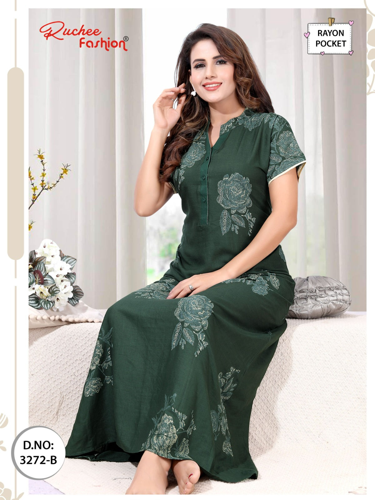Design 3271-3276 Ruchee Fashion Rayon Night Gowns Supplier Gujarat