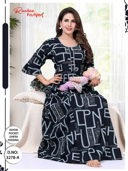 Design 3277-3280 Ruchee Fashion Rayon Feeding Night Gown Wholesaler Ahmedabad