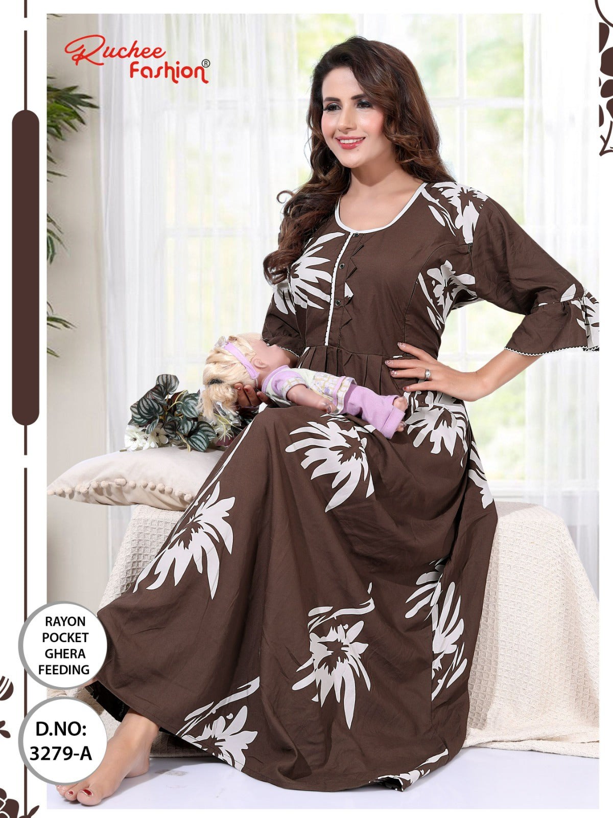 Design 3277-3280 Ruchee Fashion Rayon Feeding Night Gown Wholesaler Ahmedabad