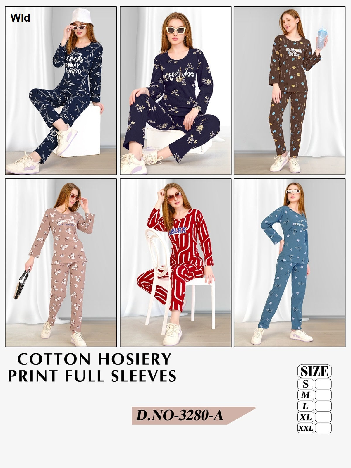 Design 3280 Wld Cotton Full Sleeve Night Suits Exporter Gujarat