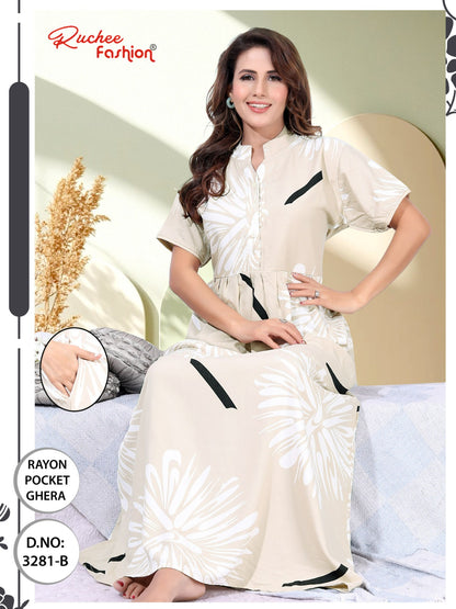 Design 3281-3286 Ruchee Fashion Rayon Night Gowns Manufacturer Ahmedabad