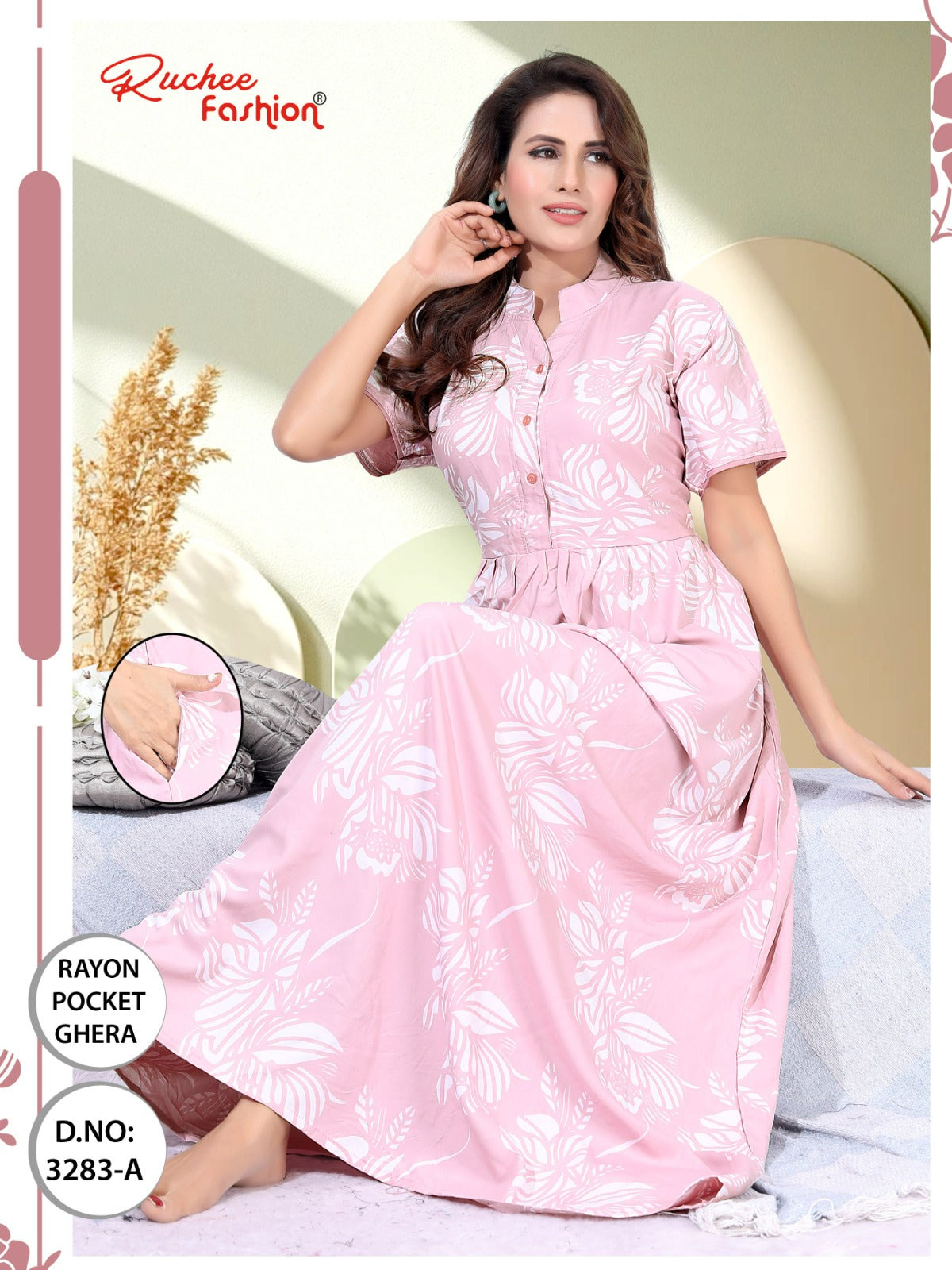 Design 3281-3286 Ruchee Fashion Rayon Night Gowns Manufacturer Ahmedabad
