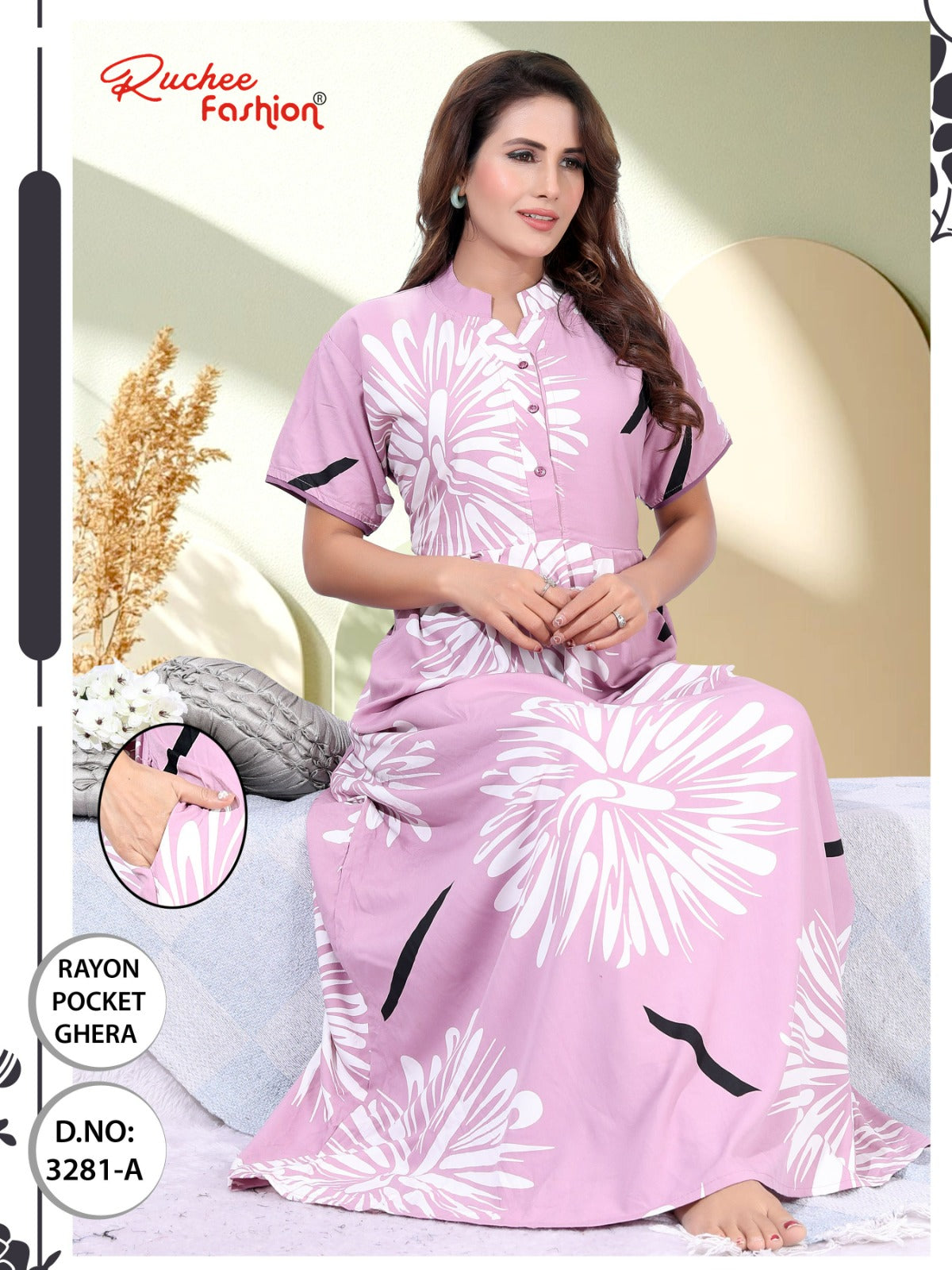 Design 3281-3286 Ruchee Fashion Rayon Night Gowns Manufacturer Ahmedabad