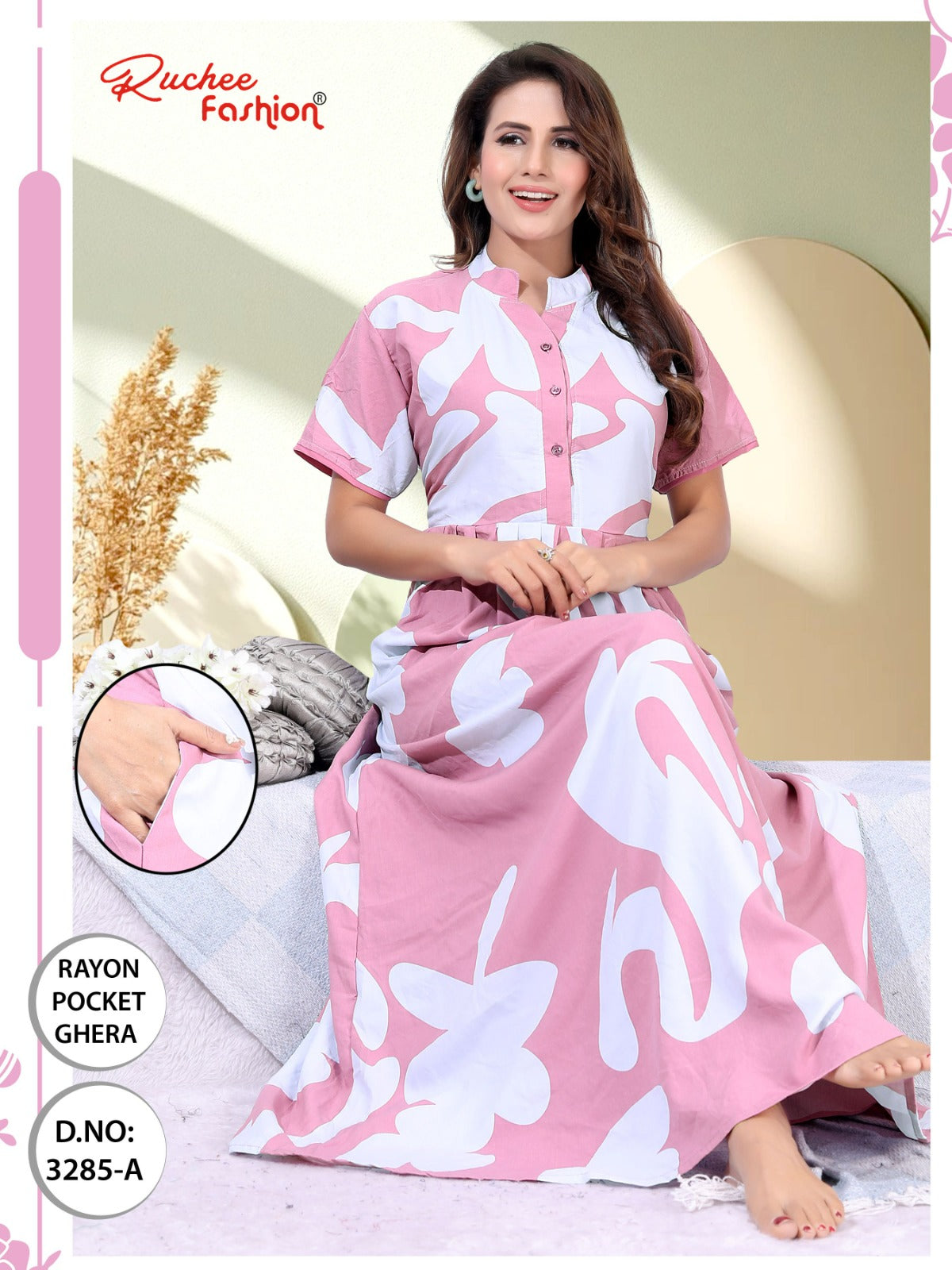 Design 3281-3286 Ruchee Fashion Rayon Night Gowns Manufacturer Ahmedabad