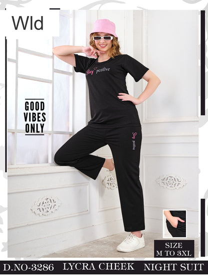 डिज़ाइन 3286 Wld लाइक्रा पायजामा नाइट सूट निर्माता