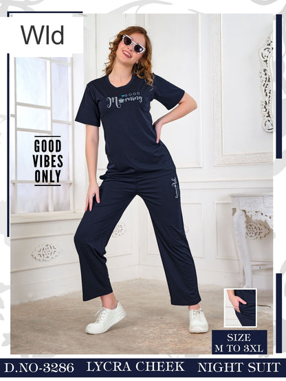 डिज़ाइन 3286 Wld लाइक्रा पायजामा नाइट सूट निर्माता