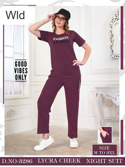 डिज़ाइन 3286 Wld लाइक्रा पायजामा नाइट सूट निर्माता