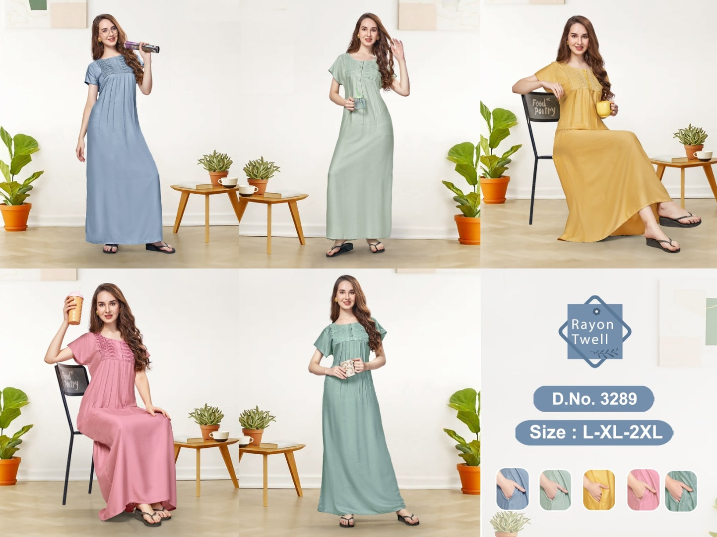 Design 3289 Wld Rayon Night Gowns Wholesale