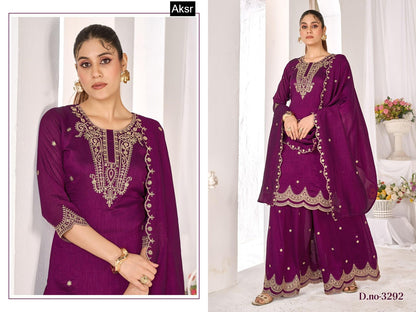 Design 3290-3295 Aksr Vichitra Readymade Plazzo Style Suits Wholesaler