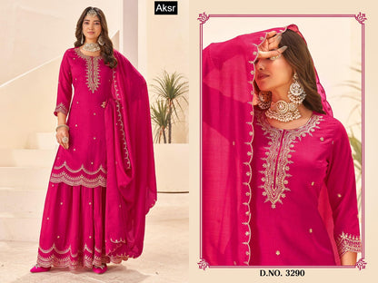 Design 3290-3295 Aksr Vichitra Readymade Plazzo Style Suits Wholesaler