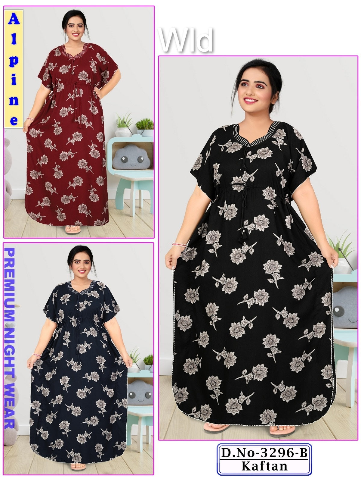 Design 3296 Wld Alpine Kaftan Nighty Exporter