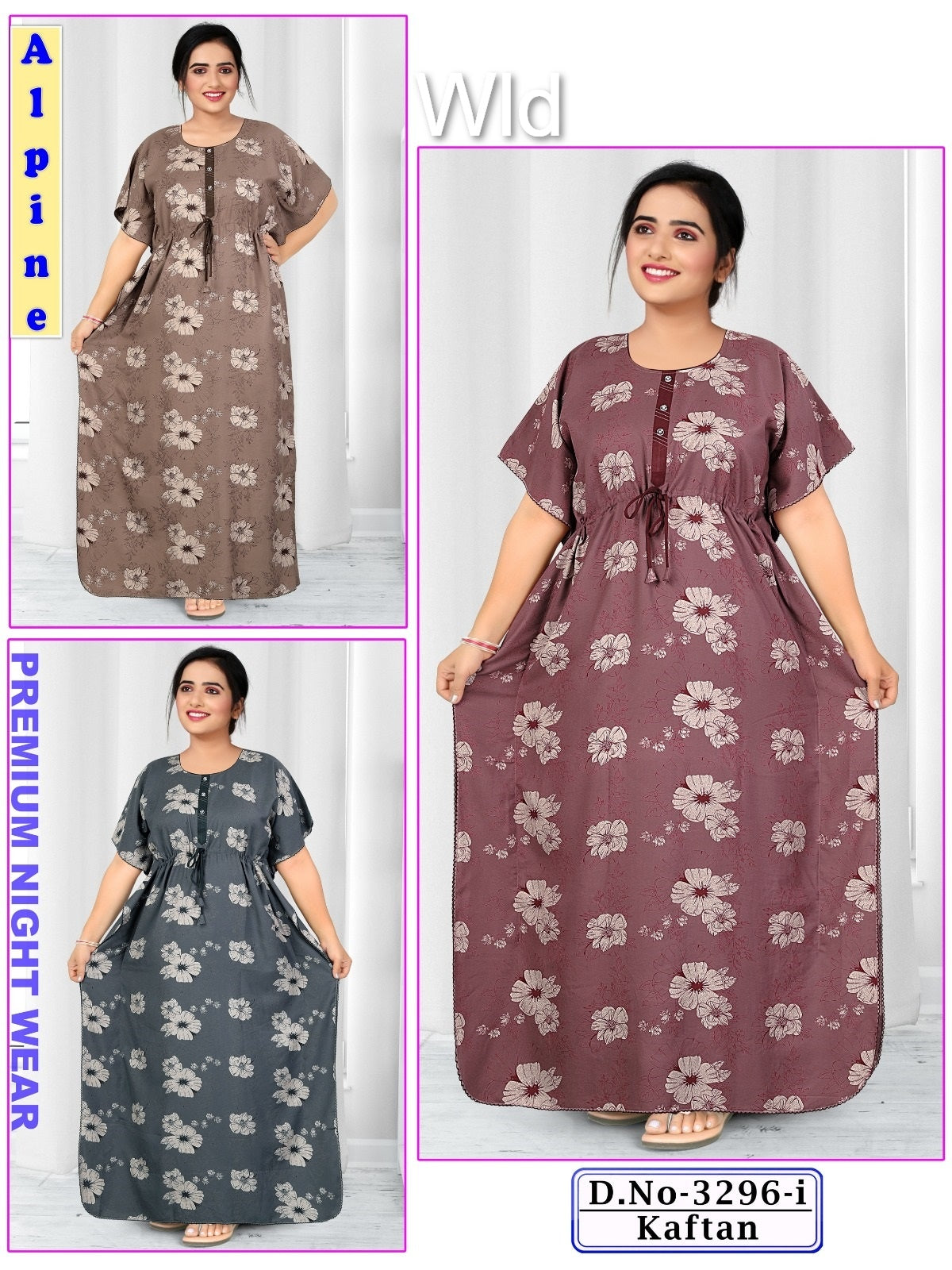 Design 3296 Wld Alpine Kaftan Nighty Exporter