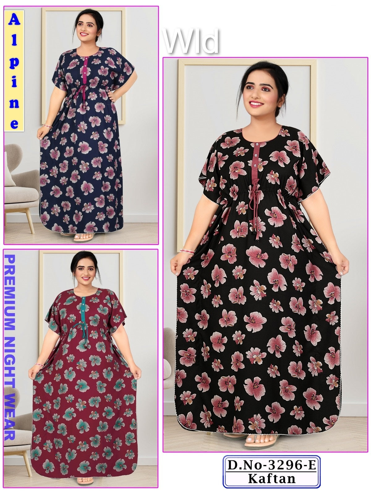 Design 3296 Wld Alpine Kaftan Nighty Exporter