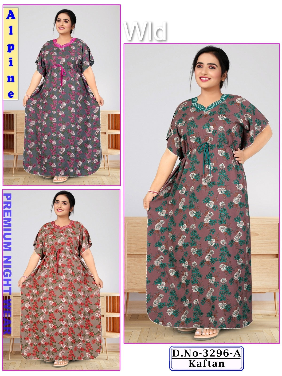 Design 3296 Wld Alpine Kaftan Nighty Exporter