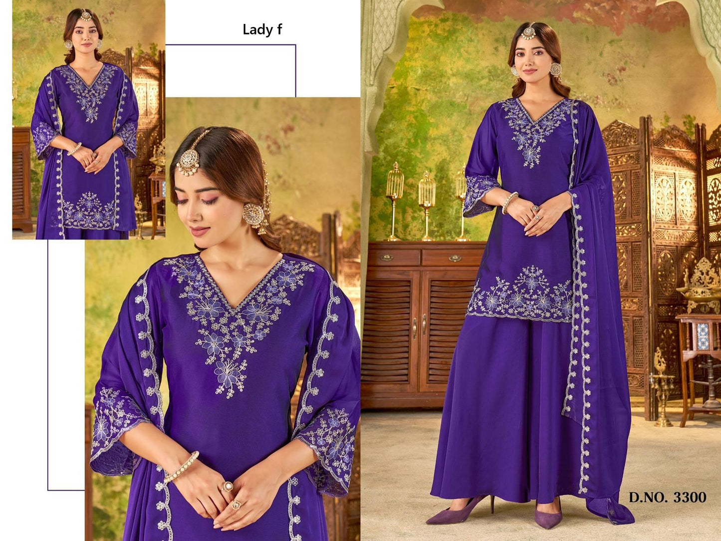 Design 3298 To 3301 Ladyf Georgette Readymade Plazzo Style Suits Manufacturer India