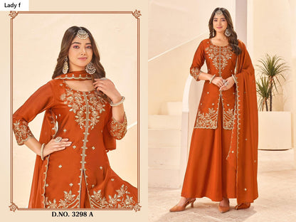 Design 3298 To 3301 Ladyf Georgette Readymade Plazzo Style Suits Manufacturer India