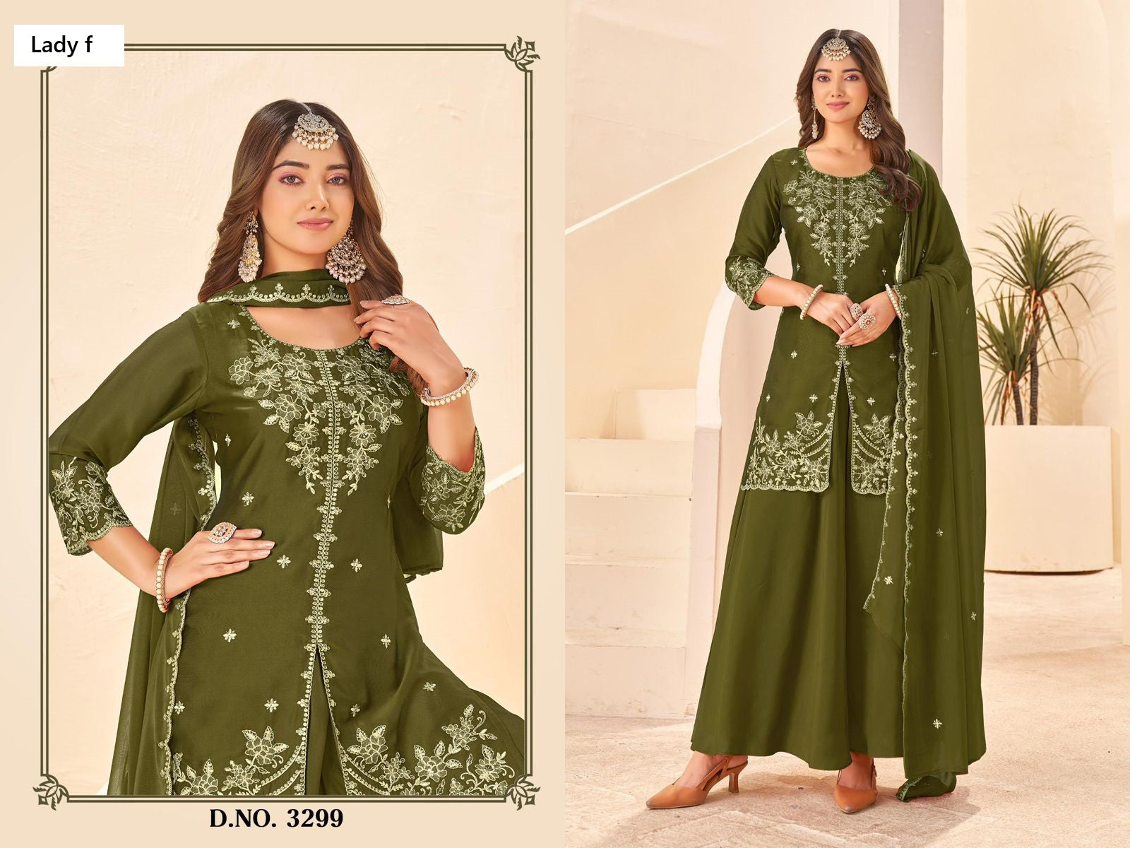 Design 3298 To 3301 Ladyf Georgette Readymade Plazzo Style Suits Manufacturer India