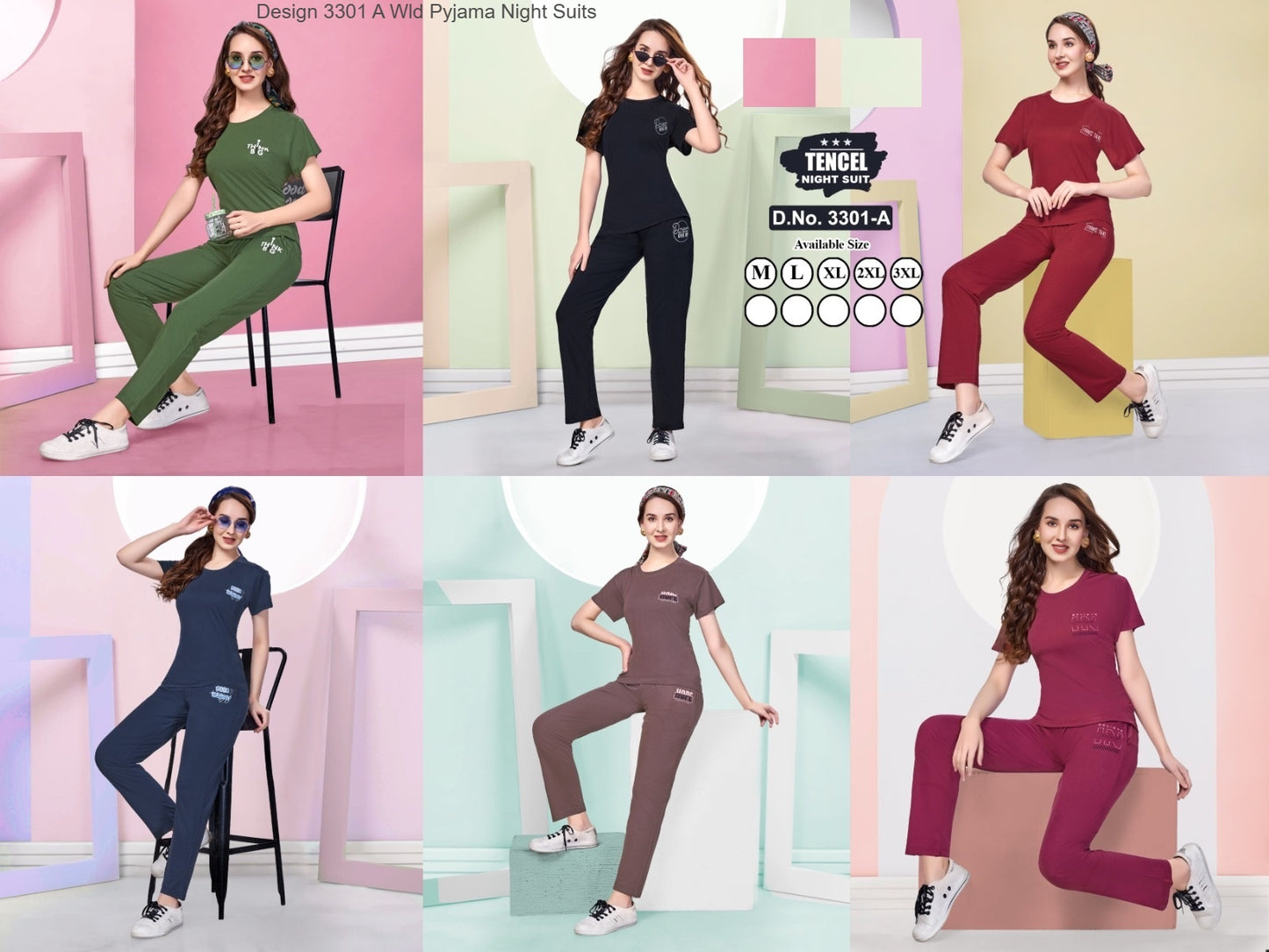 Design 3301 A Wld Tencil Pyjama Night Suits Manufacturer Ahmedabad