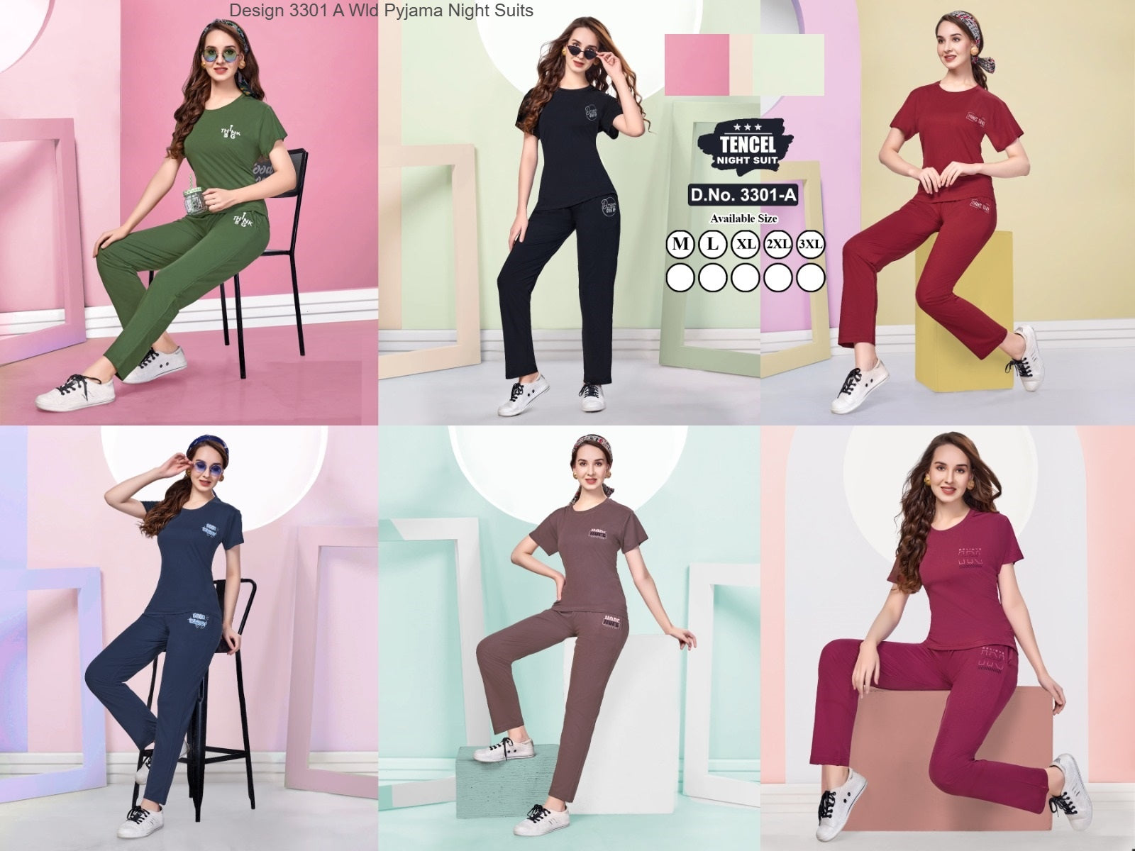 Design 3301 A Wld Tencil Pyjama Night Suits Manufacturer Ahmedabad