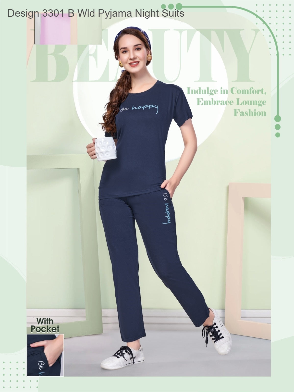 Design 3301 B Wld Tencil Pyjama Night Suits Supplier Ahmedabad