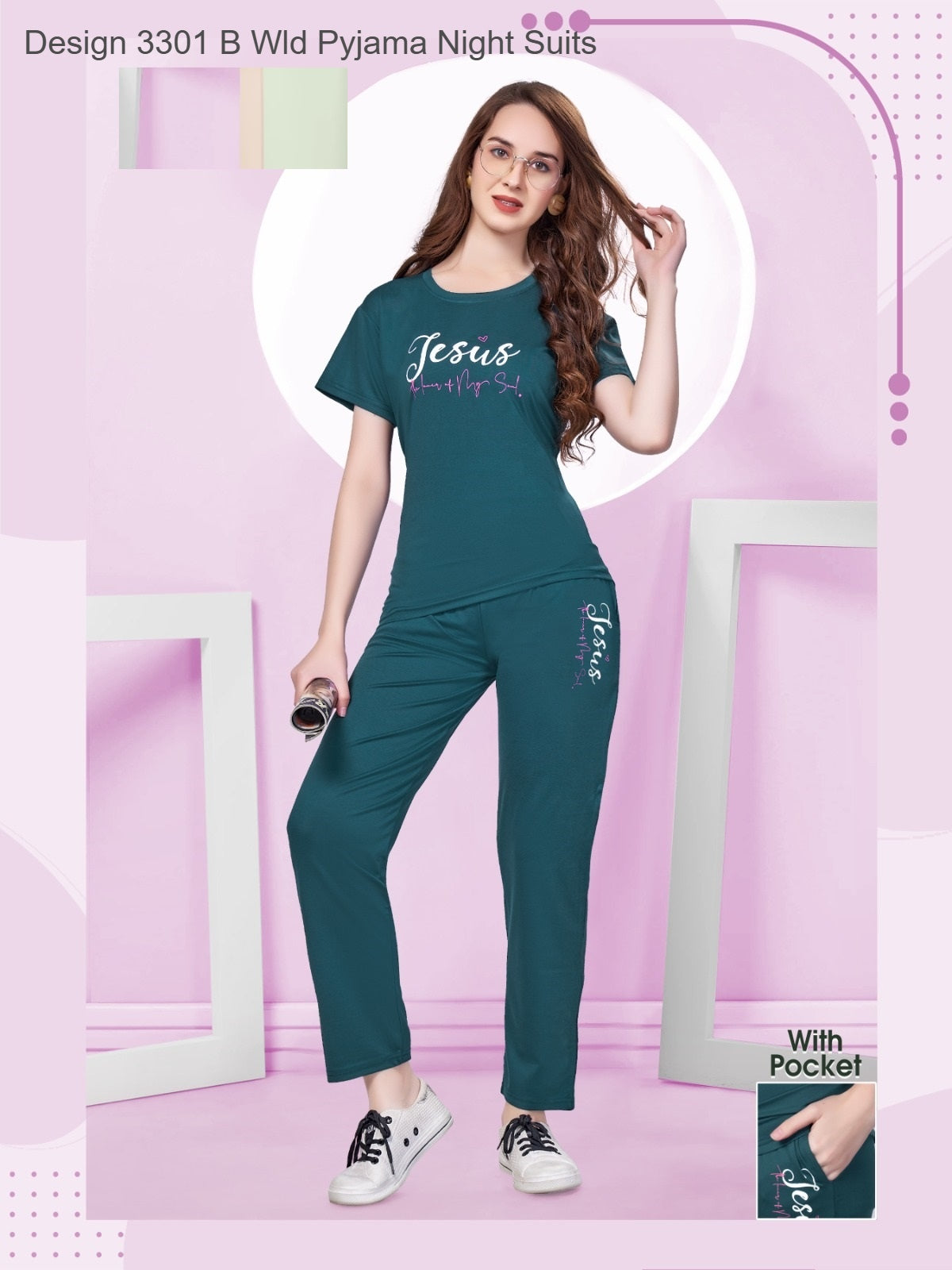 Design 3301 B Wld Tencil Pyjama Night Suits Supplier Ahmedabad
