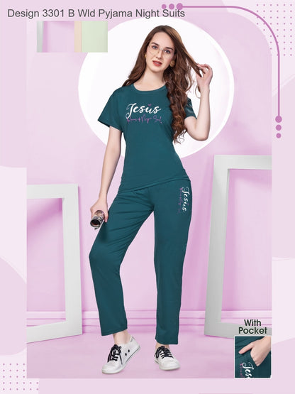 Design 3301 B Wld Tencil Pyjama Night Suits Supplier Ahmedabad