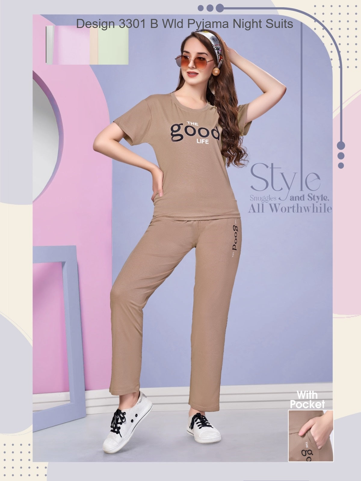 Design 3301 B Wld Tencil Pyjama Night Suits Supplier Ahmedabad