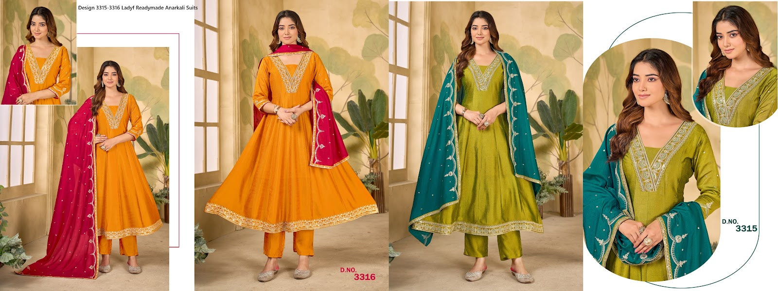 Design 3315-3316 Ladyf Vichitra Readymade Anarkali Suits Manufacturer