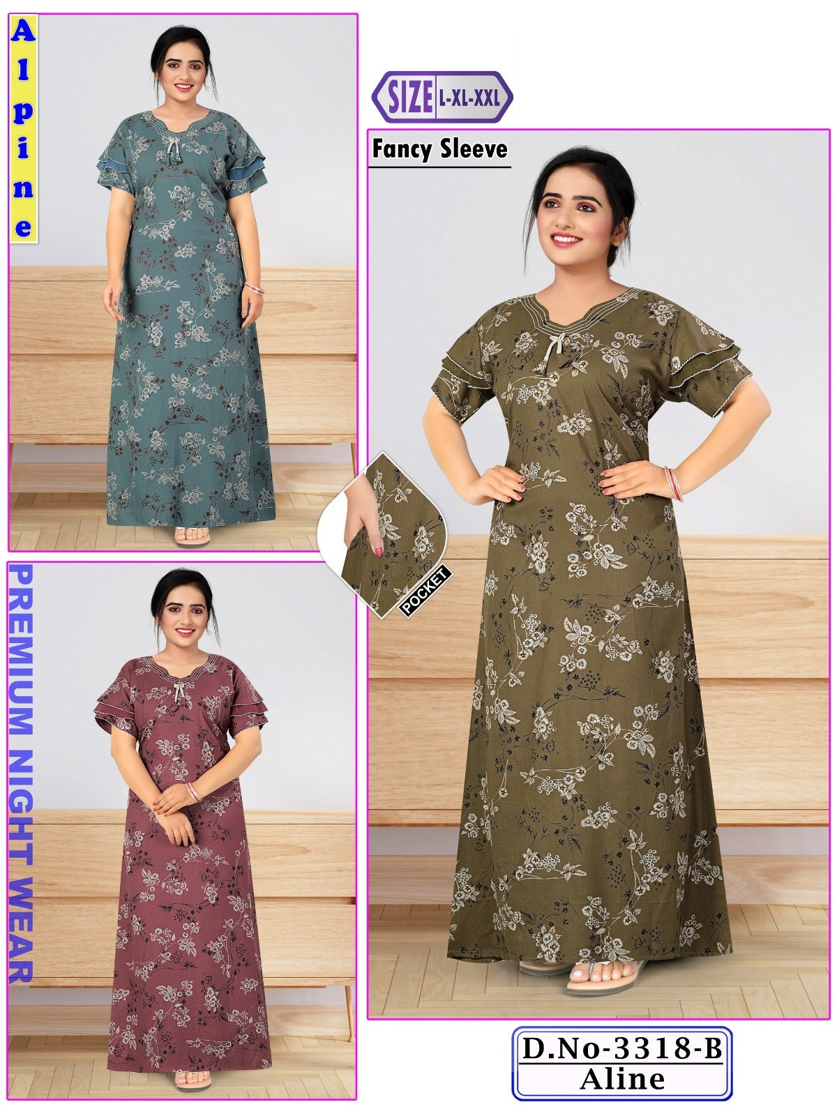 Design 3318 Wld Alpine Night Gowns Manufacturer India