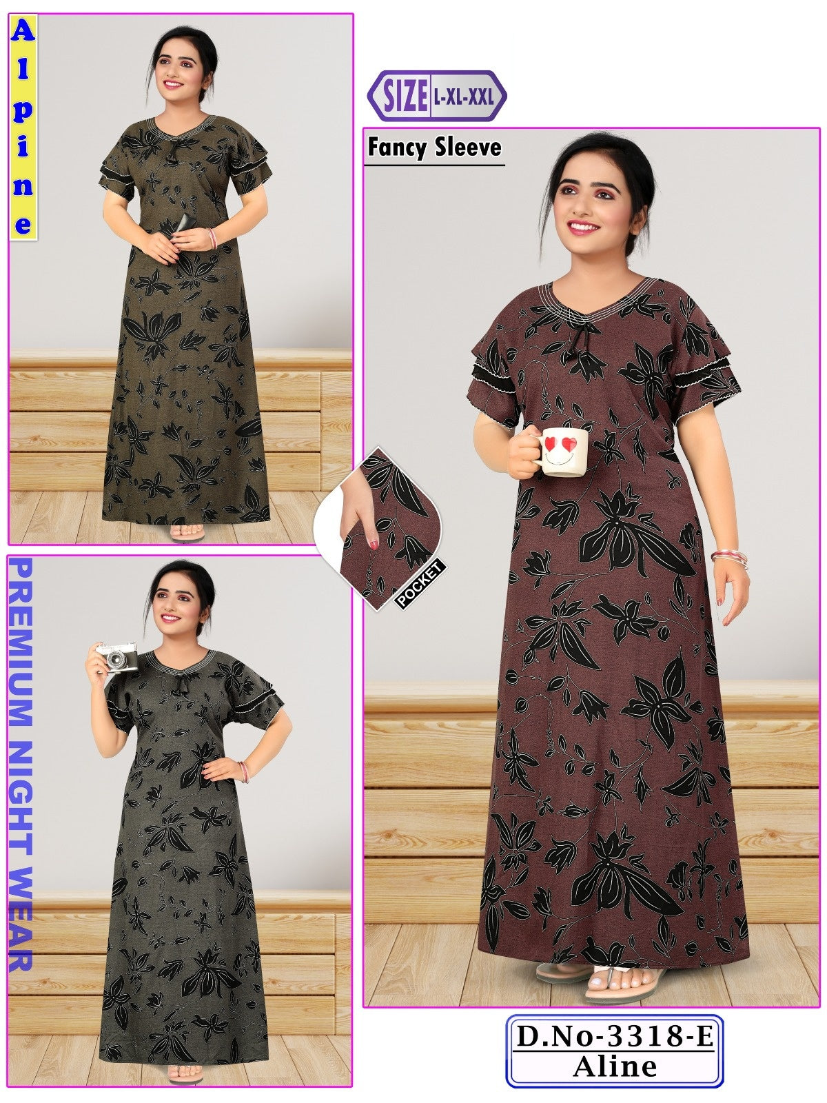 Design 3318 Wld Alpine Night Gowns Manufacturer India