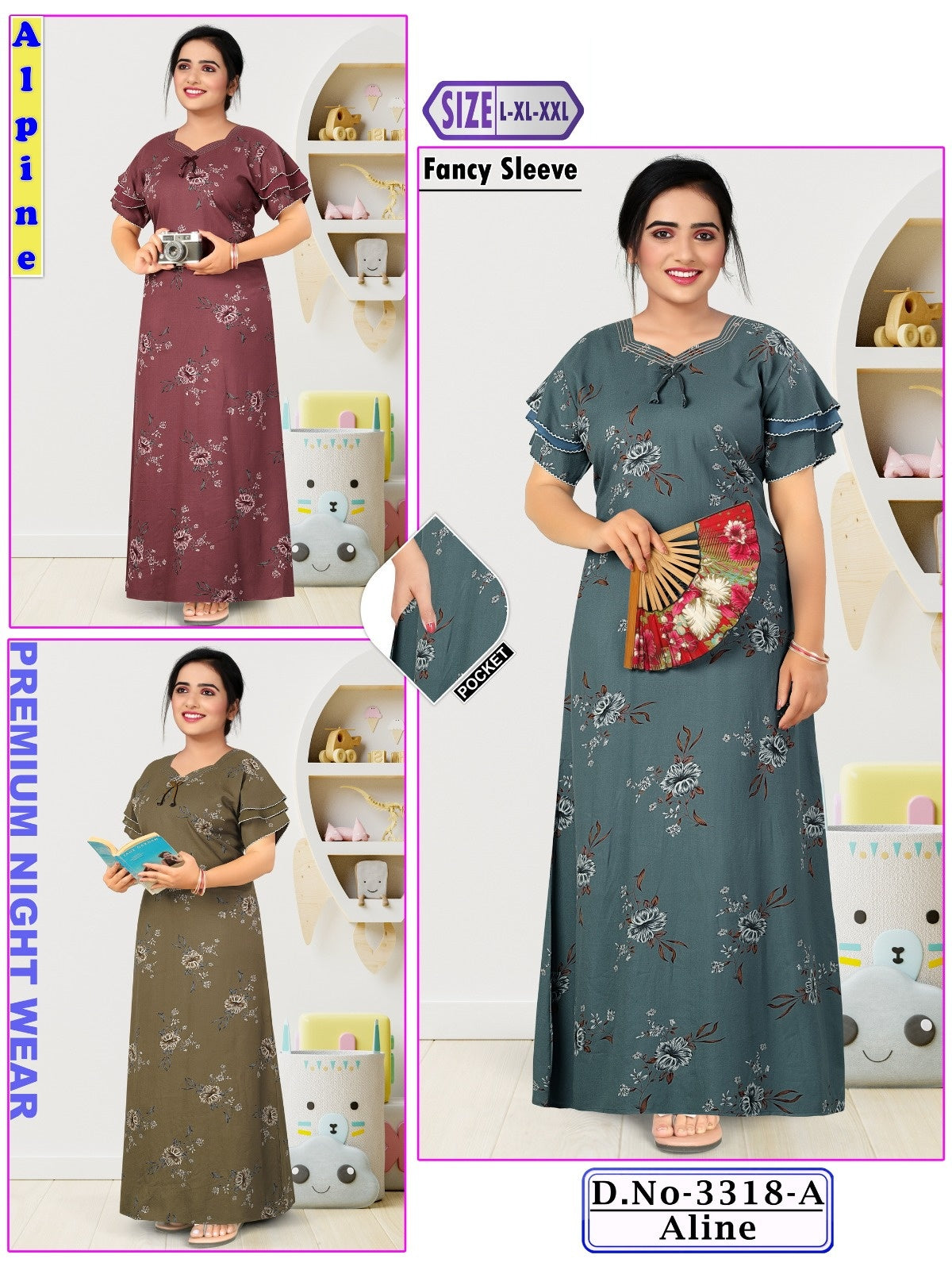 Design 3318 Wld Alpine Night Gowns Manufacturer India