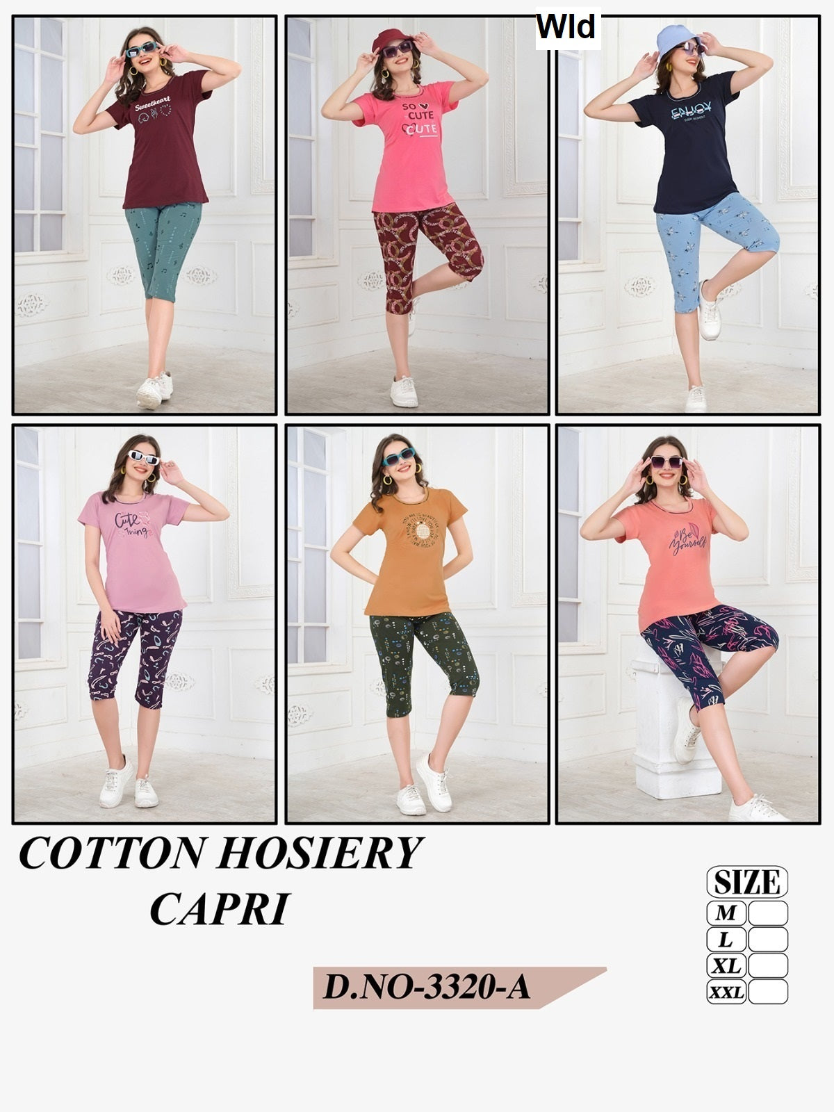 Design 3320 A Wld Hosiery Capri Night Suits Wholesaler Gujarat