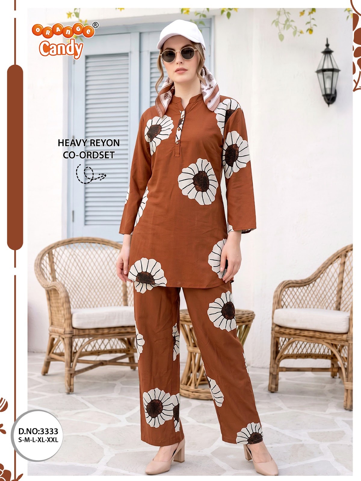 Design 3333 Orange Candy Rayon Co Ord Set Supplier Gujarat