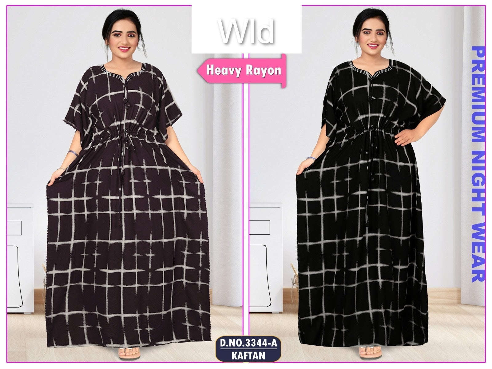 Design 3344 Wld Rayon Kaftan Nighty Wholesaler