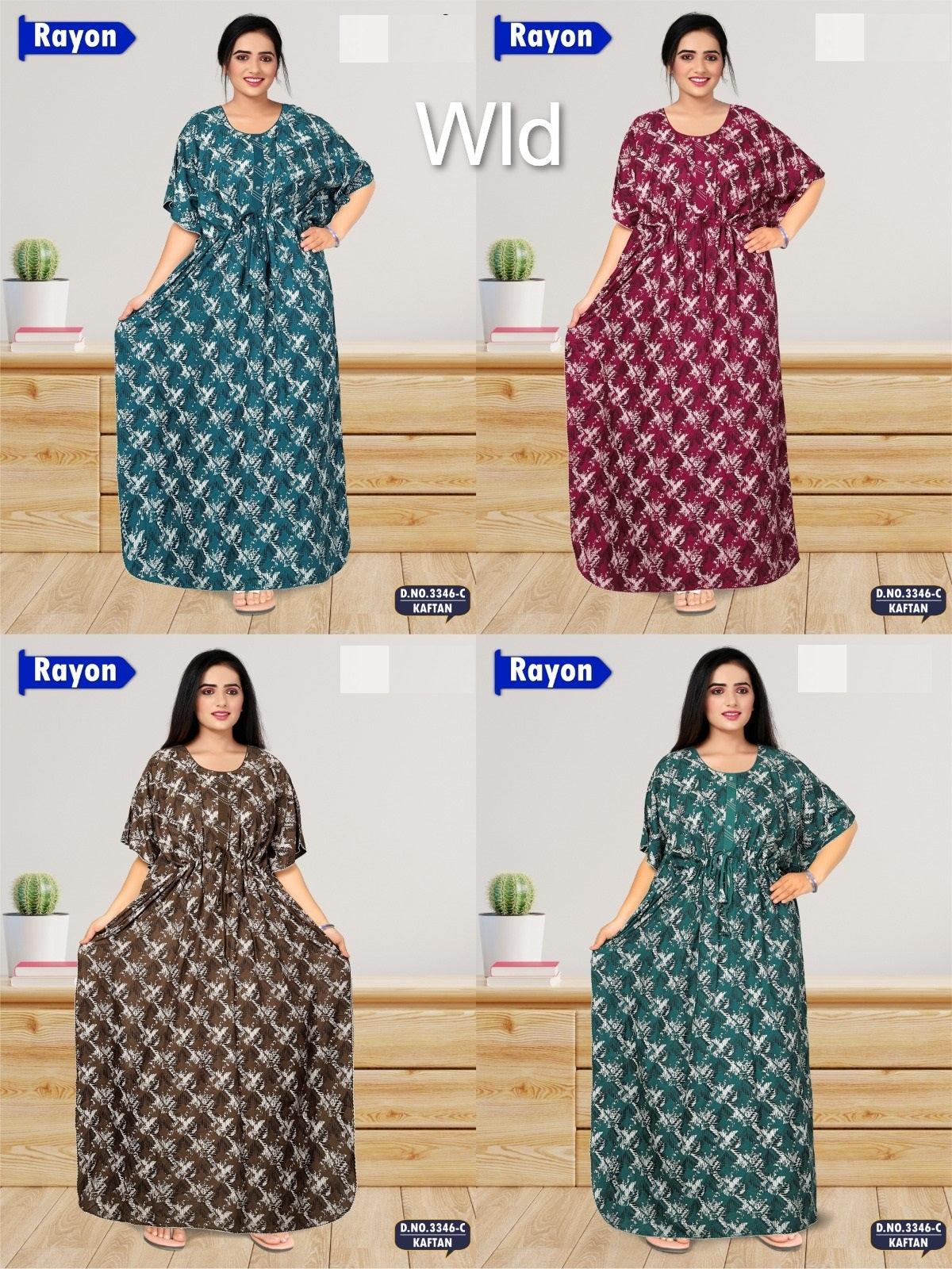 Design 3346 Wld Rayon Kaftan Nighty Manufacturer