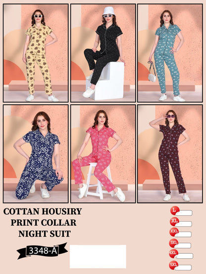 Design 3348 A Wld Hosiery Collar Night Suits Wholesale Price