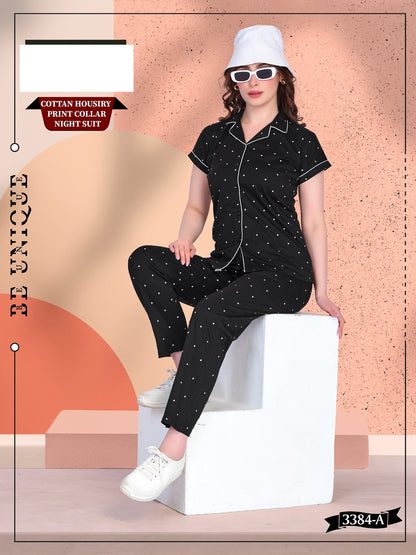 Design 3348 A Wld Hosiery Collar Night Suits Wholesale Price