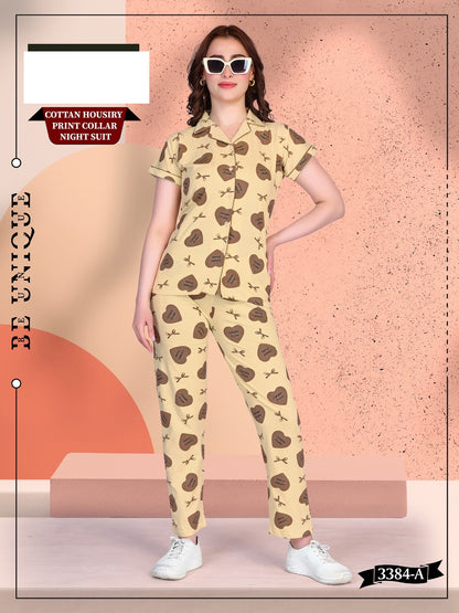 Design 3348 A Wld Hosiery Collar Night Suits Wholesale Price