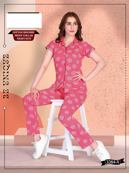 Design 3348 A Wld Hosiery Collar Night Suits Wholesale Price