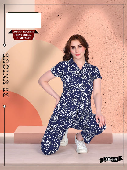 Design 3348 A Wld Hosiery Collar Night Suits Wholesale Price