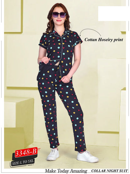Design 3348 B Wld Hosiery Collar Night Suits Manufacturer India