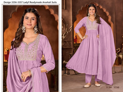 Design 3356-3357 Ladyf Chanderi Readymade Anarkali Suits Wholesale Price